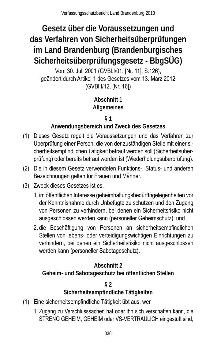 Seite 338 des Verfassungsschutzbericht 2013 Brandenburg