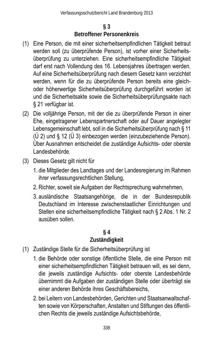 Seite 340 des Verfassungsschutzbericht 2013 Brandenburg
