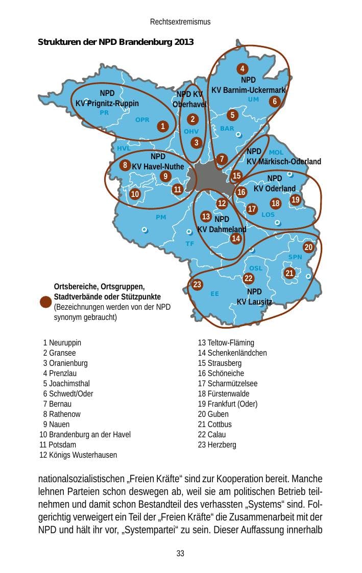 Seite 35 des Verfassungsschutzbericht 2013 Brandenburg