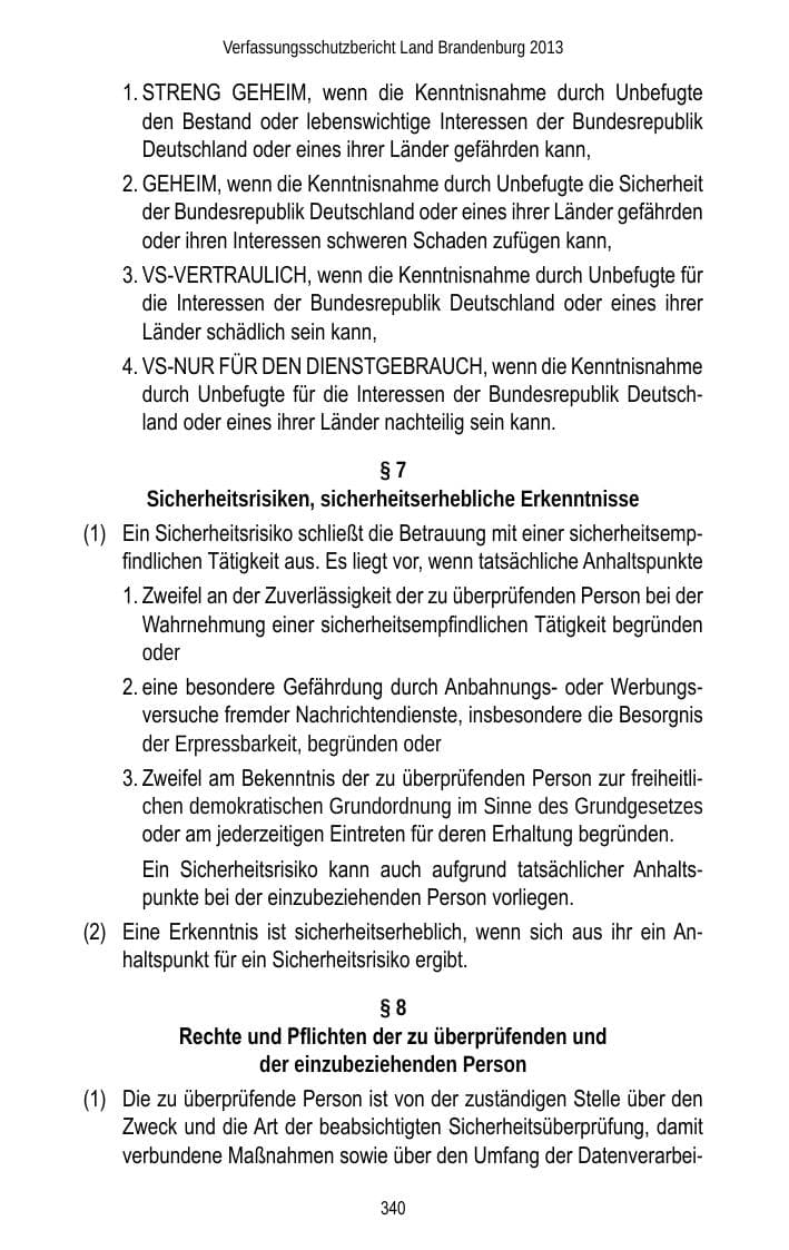 Seite 342 des Verfassungsschutzbericht 2013 Brandenburg