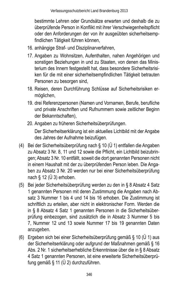 Seite 348 des Verfassungsschutzbericht 2013 Brandenburg