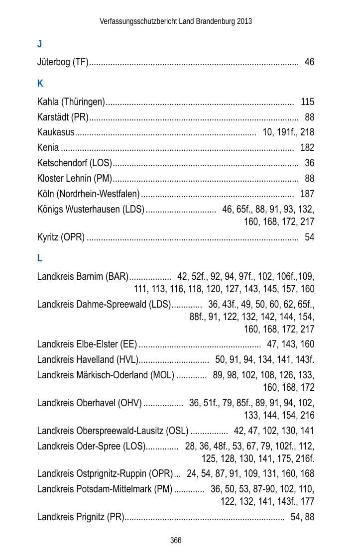 Seite 368 des Verfassungsschutzbericht 2013 Brandenburg