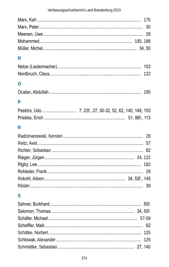 Seite 376 des Verfassungsschutzbericht 2013 Brandenburg