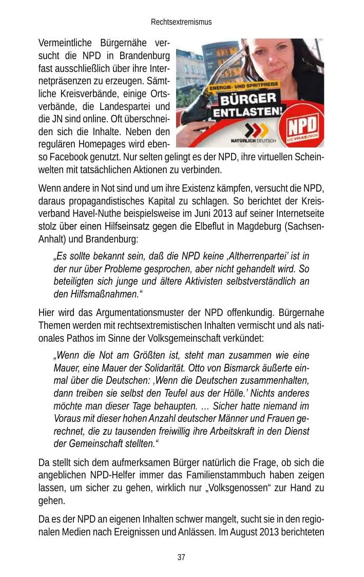 Seite 39 des Verfassungsschutzbericht 2013 Brandenburg