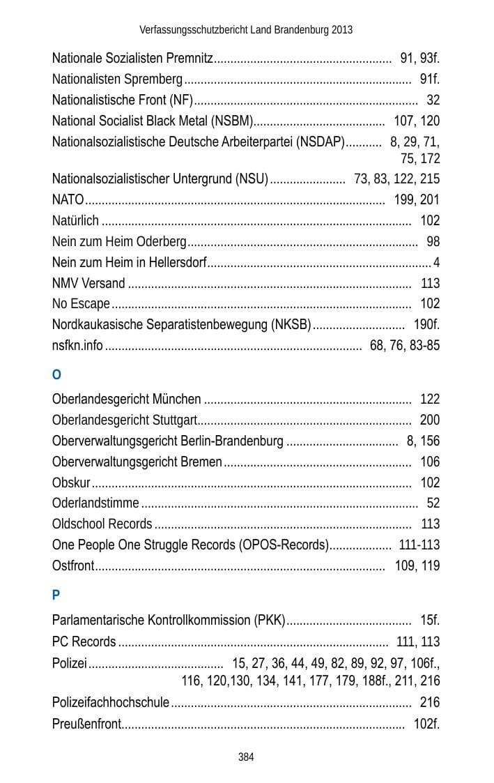 Seite 386 des Verfassungsschutzbericht 2013 Brandenburg
