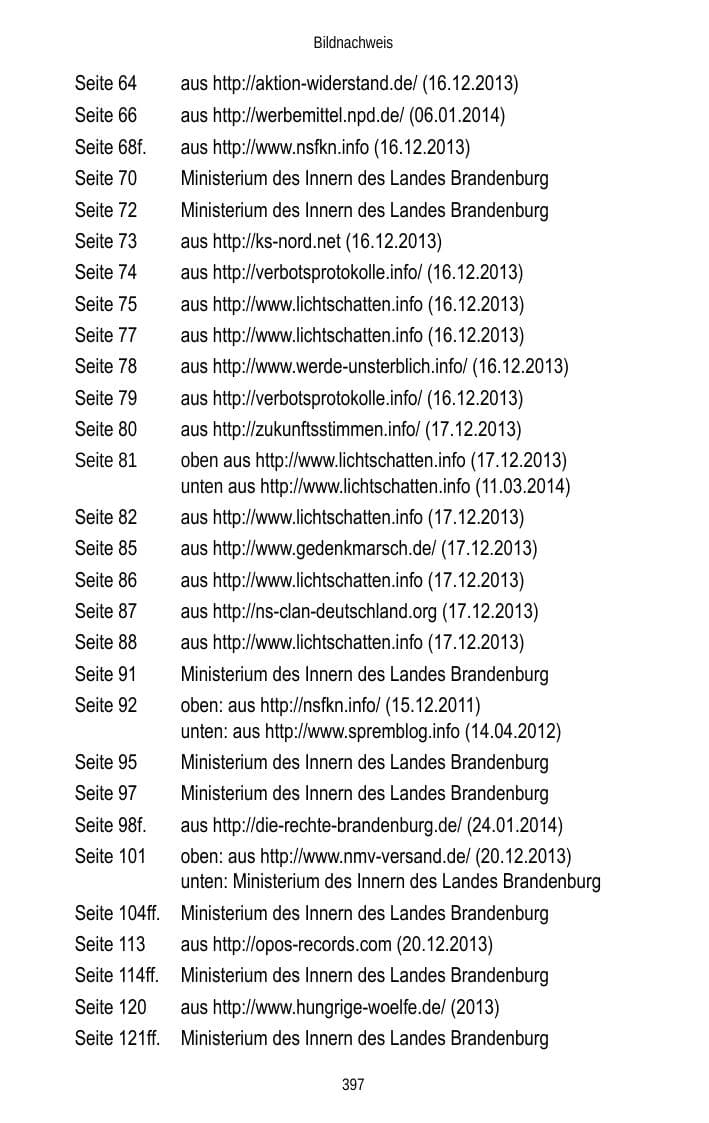 Seite 399 des Verfassungsschutzbericht 2013 Brandenburg