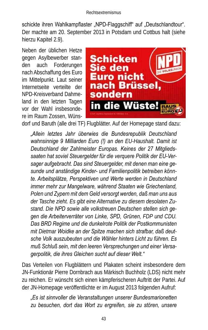 Seite 45 des Verfassungsschutzbericht 2013 Brandenburg
