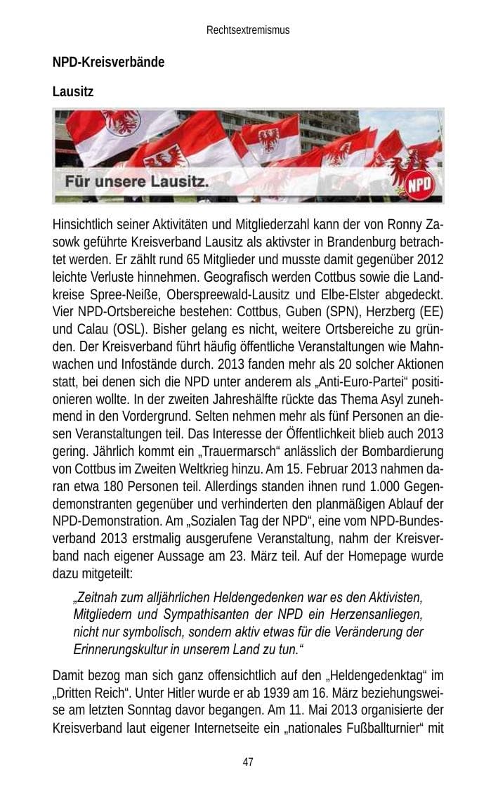 Seite 49 des Verfassungsschutzbericht 2013 Brandenburg