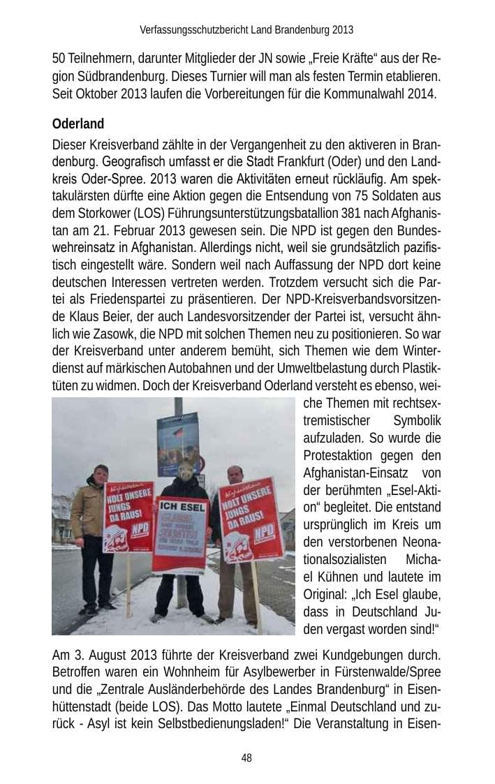 Seite 50 des Verfassungsschutzbericht 2013 Brandenburg
