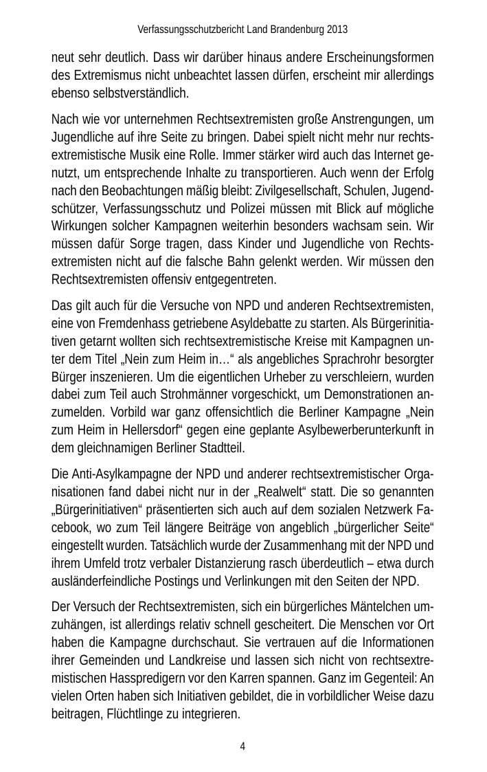 Seite 6 des Verfassungsschutzbericht 2013 Brandenburg