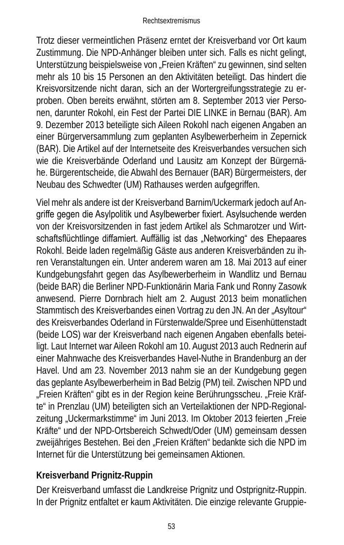 Seite 55 des Verfassungsschutzbericht 2013 Brandenburg