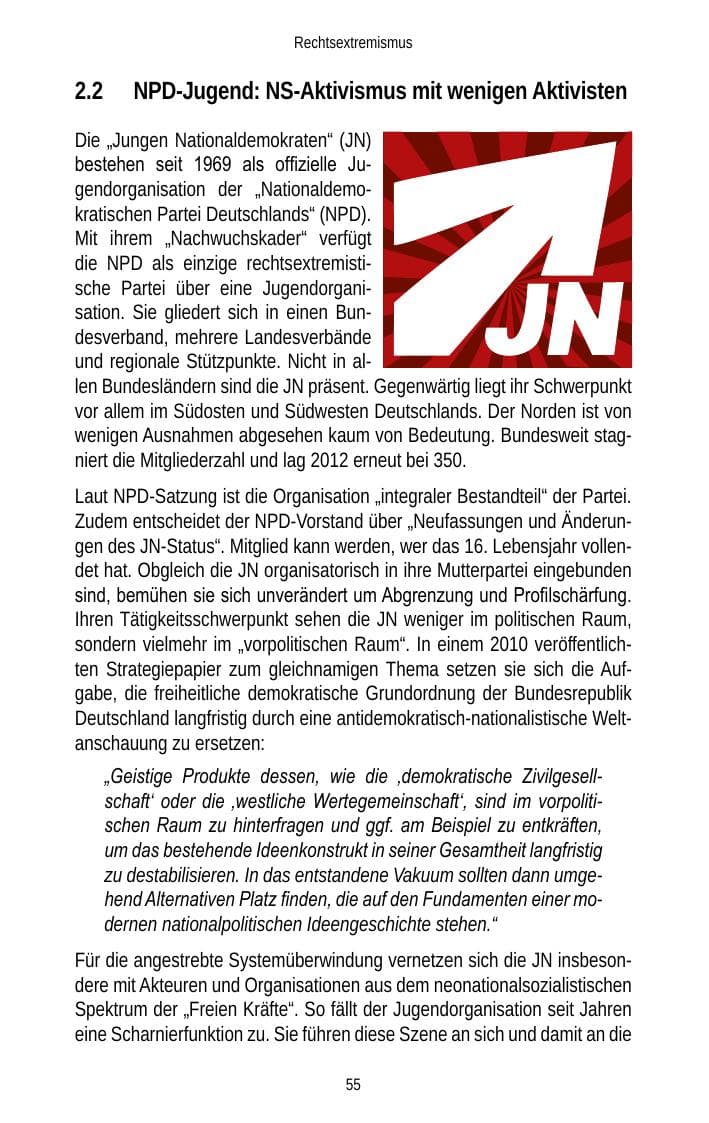 Seite 57 des Verfassungsschutzbericht 2013 Brandenburg