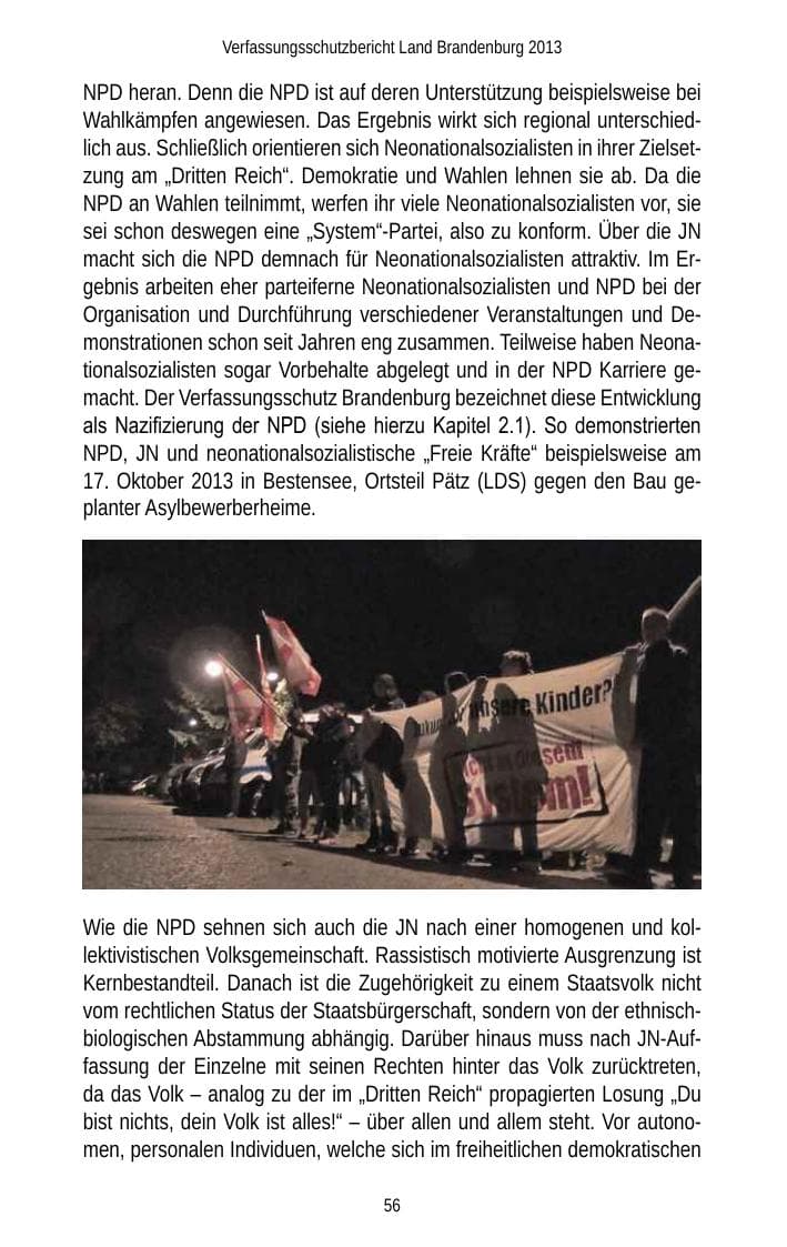 Seite 58 des Verfassungsschutzbericht 2013 Brandenburg