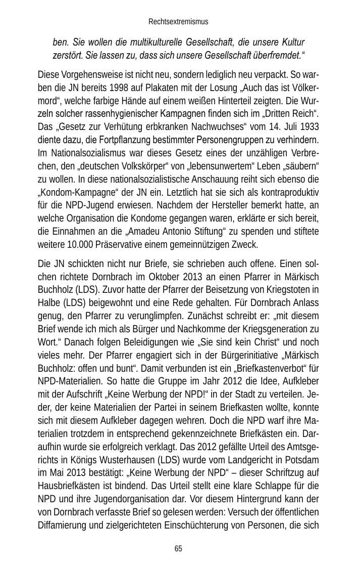 Seite 67 des Verfassungsschutzbericht 2013 Brandenburg