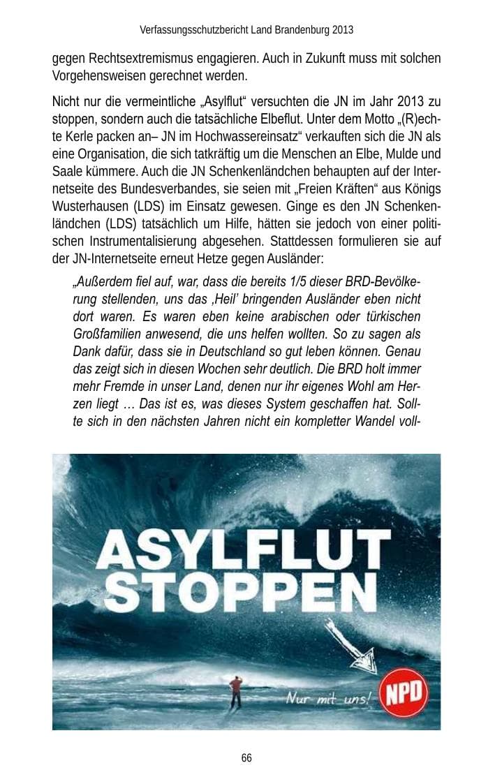 Seite 68 des Verfassungsschutzbericht 2013 Brandenburg