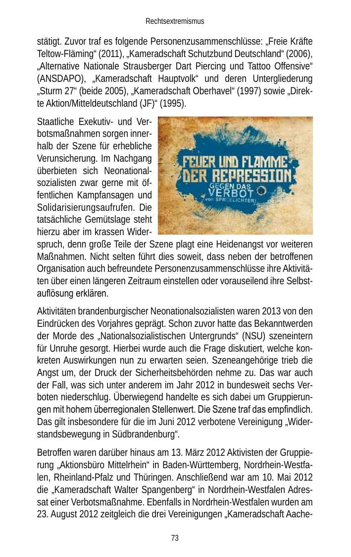 Seite 75 des Verfassungsschutzbericht 2013 Brandenburg