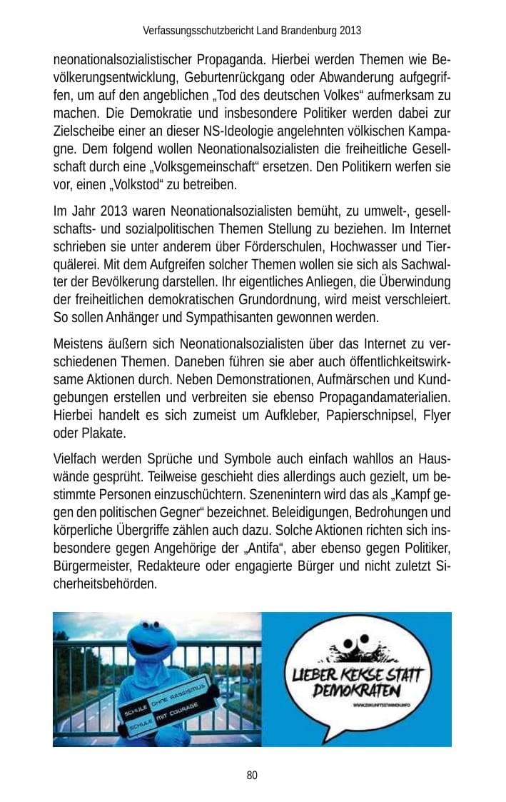 Seite 82 des Verfassungsschutzbericht 2013 Brandenburg