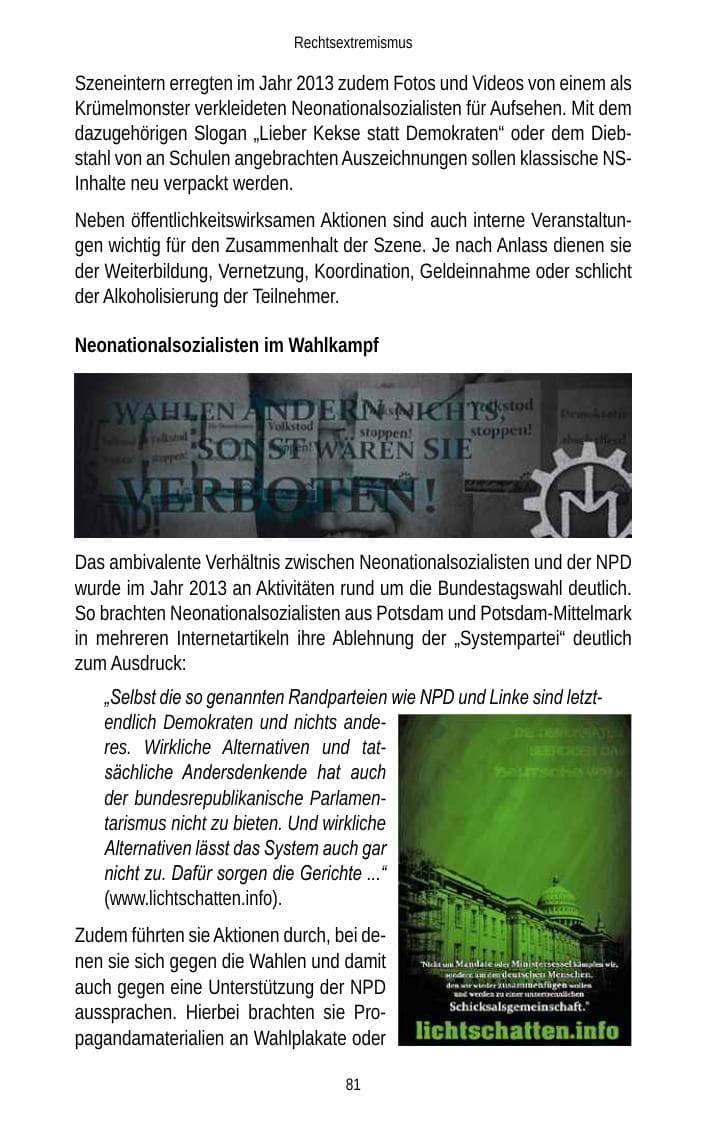 Seite 83 des Verfassungsschutzbericht 2013 Brandenburg