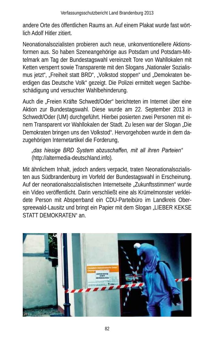 Seite 84 des Verfassungsschutzbericht 2013 Brandenburg