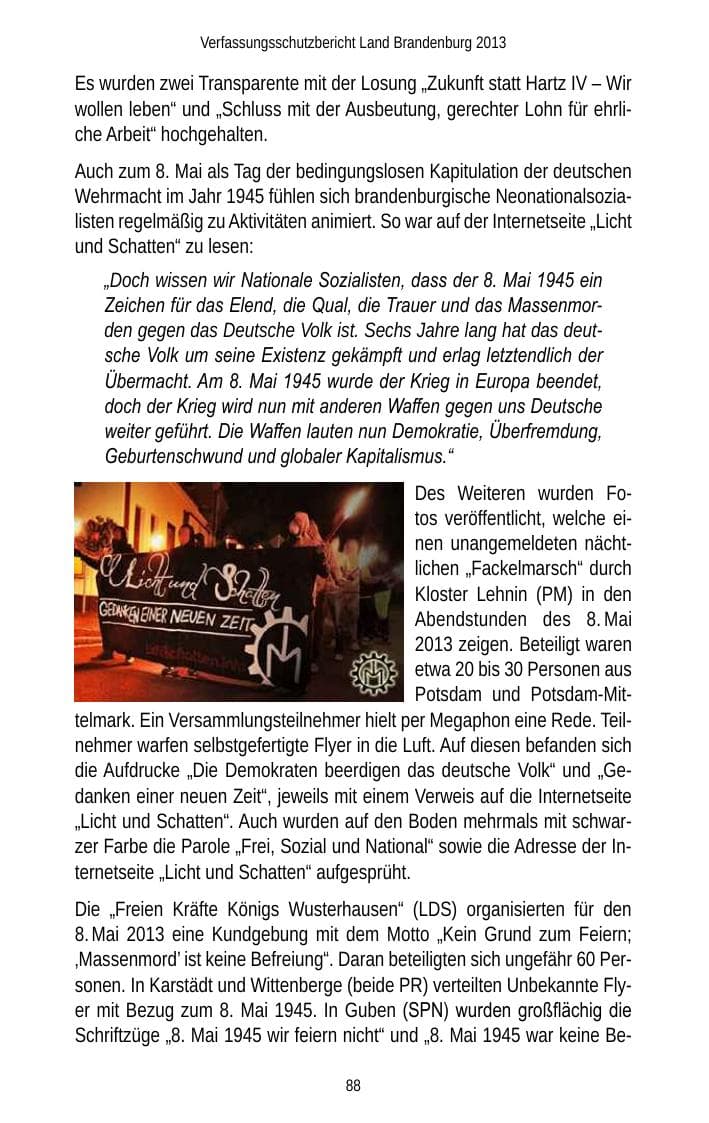 Seite 90 des Verfassungsschutzbericht 2013 Brandenburg