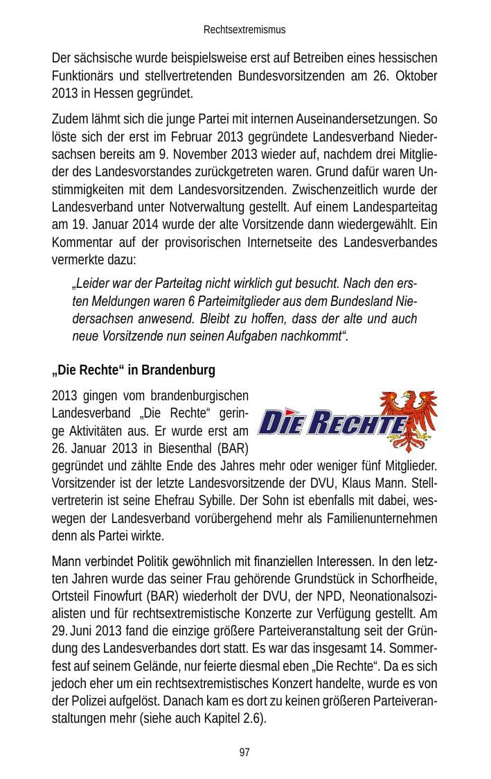 Seite 99 des Verfassungsschutzbericht 2013 Brandenburg