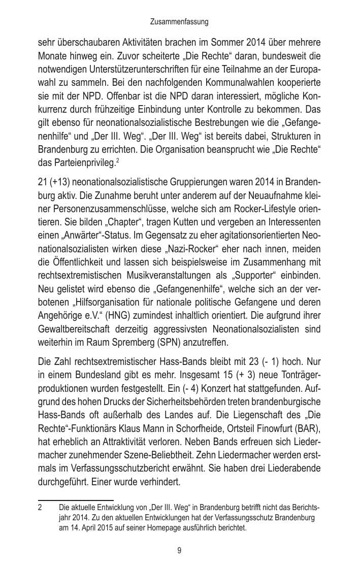 Seite 11 des Verfassungsschutzbericht 2014 Brandenburg