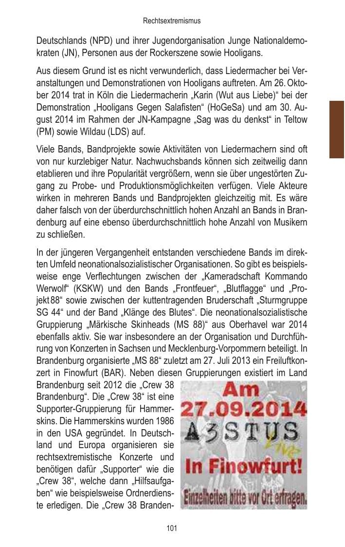 Seite 103 des Verfassungsschutzbericht 2014 Brandenburg