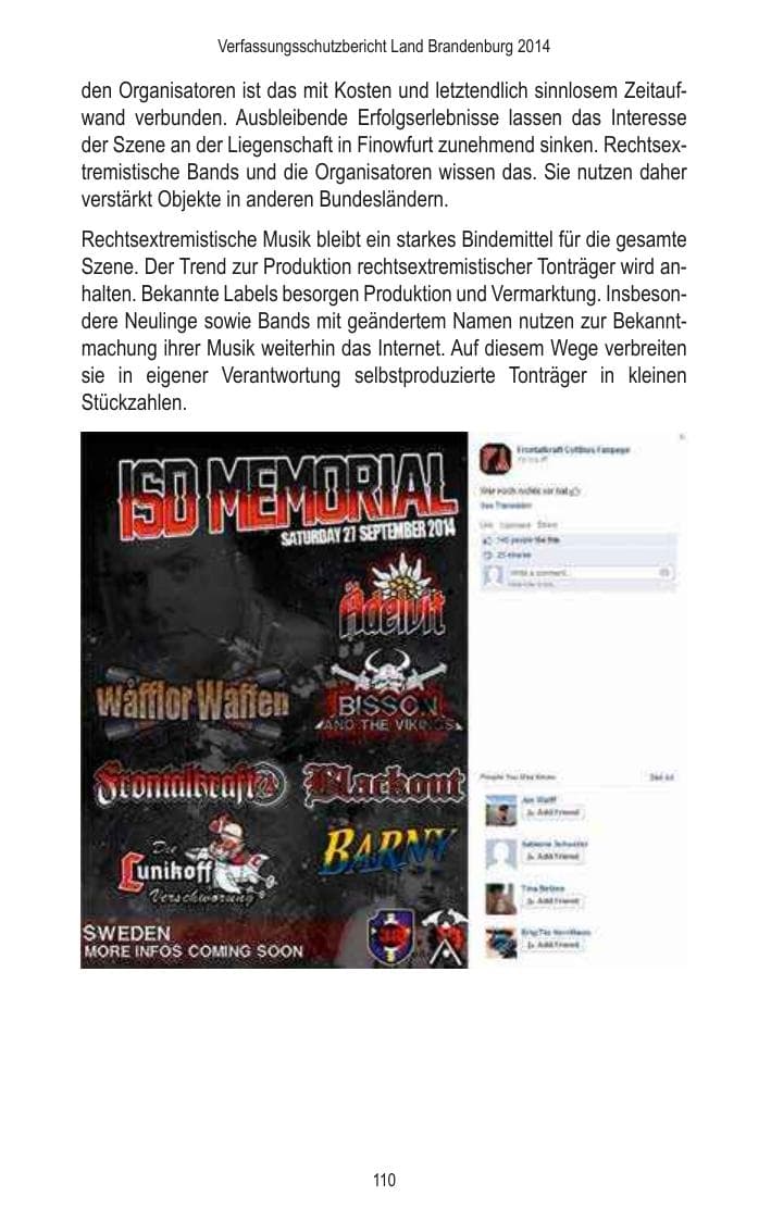 Seite 112 des Verfassungsschutzbericht 2014 Brandenburg