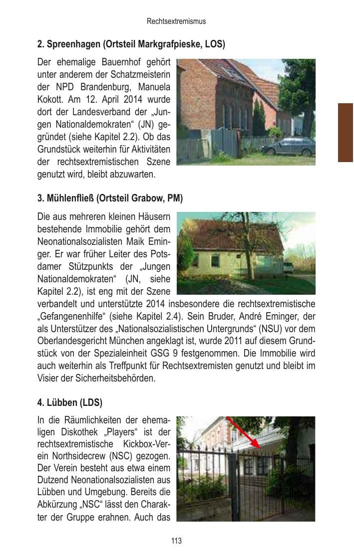 Seite 115 des Verfassungsschutzbericht 2014 Brandenburg