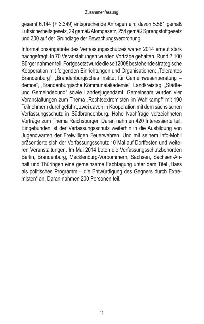 Seite 13 des Verfassungsschutzbericht 2014 Brandenburg