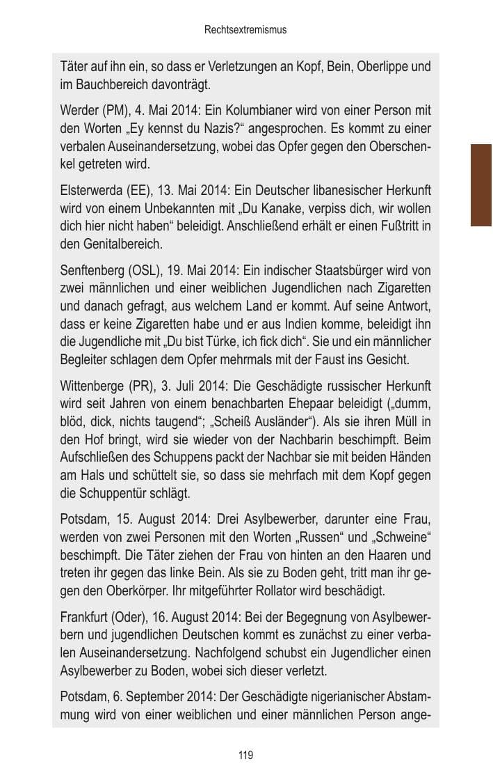 Seite 121 des Verfassungsschutzbericht 2014 Brandenburg