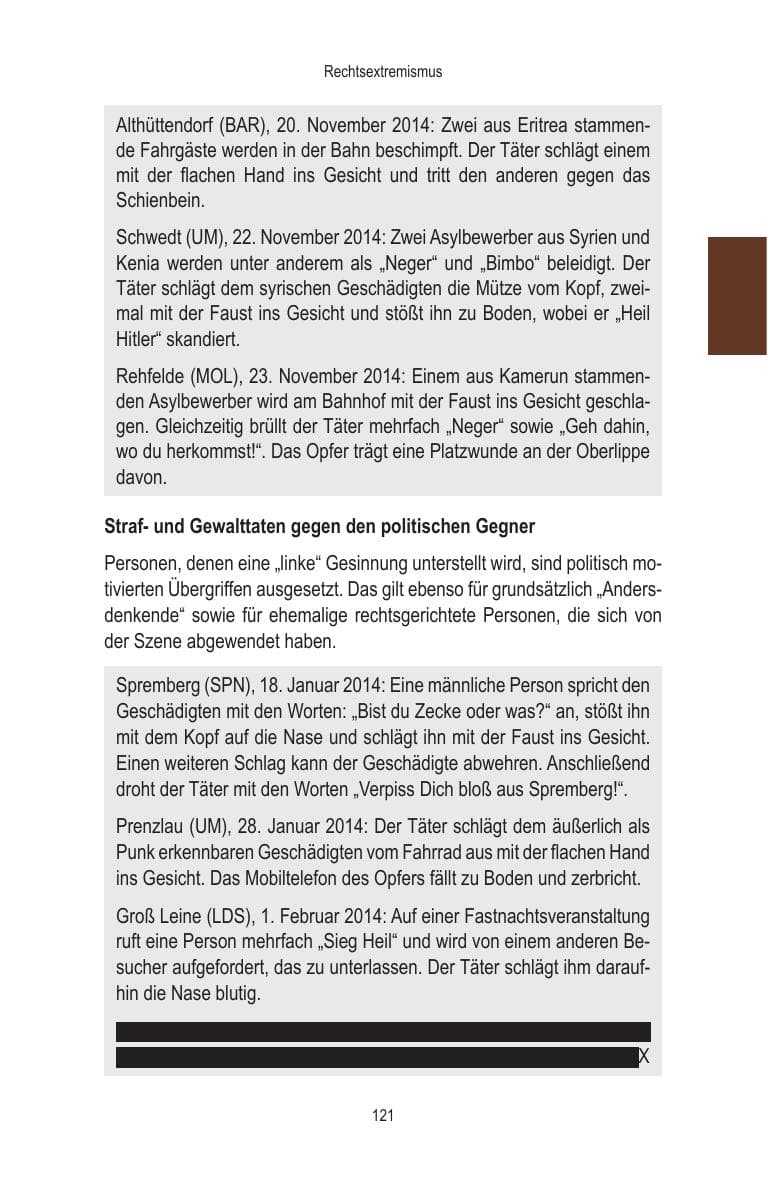 Seite 123 des Verfassungsschutzbericht 2014 Brandenburg