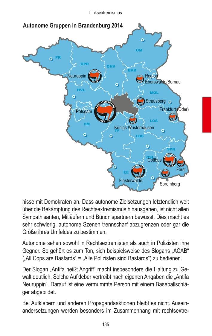 Seite 137 des Verfassungsschutzbericht 2014 Brandenburg