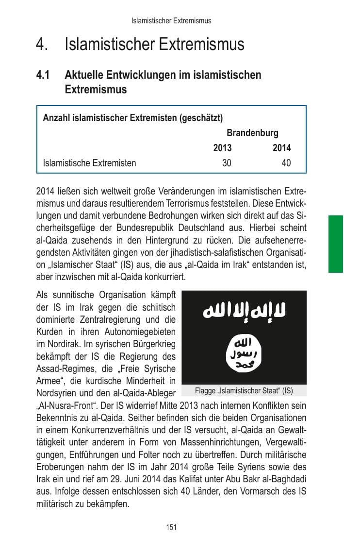 Seite 153 des Verfassungsschutzbericht 2014 Brandenburg