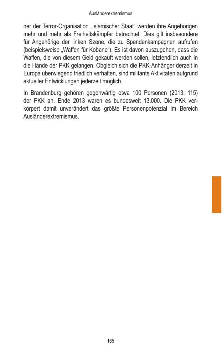Seite 167 des Verfassungsschutzbericht 2014 Brandenburg