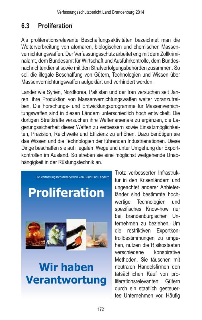 Seite 174 des Verfassungsschutzbericht 2014 Brandenburg