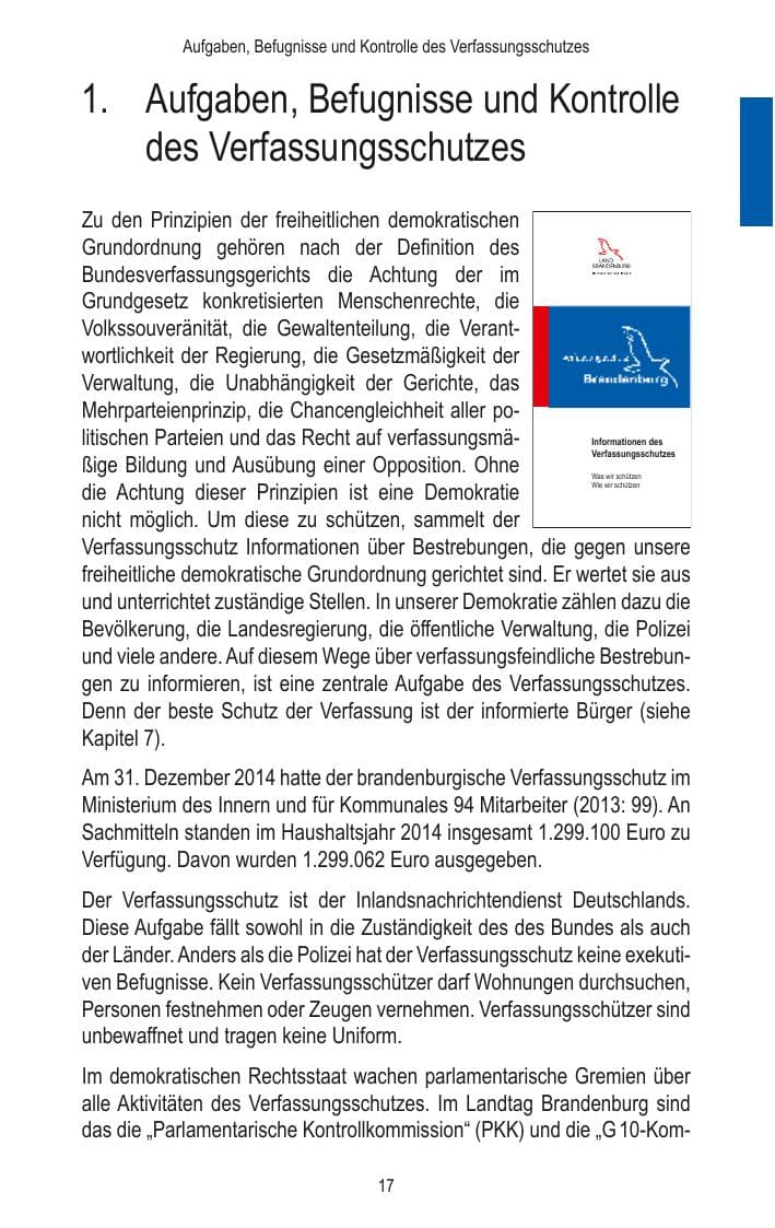 Seite 19 des Verfassungsschutzbericht 2014 Brandenburg