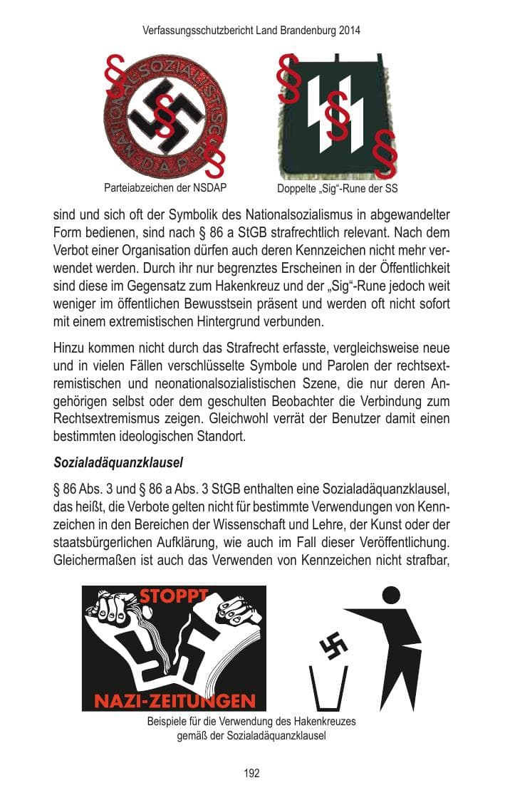 Seite 194 des Verfassungsschutzbericht 2014 Brandenburg