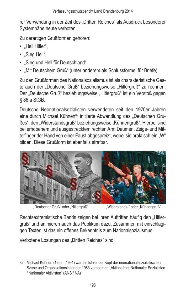 Seite 200 des Verfassungsschutzbericht 2014 Brandenburg