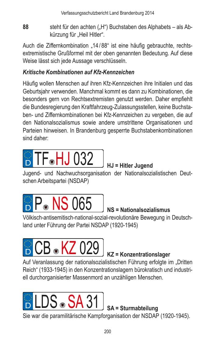Seite 202 des Verfassungsschutzbericht 2014 Brandenburg