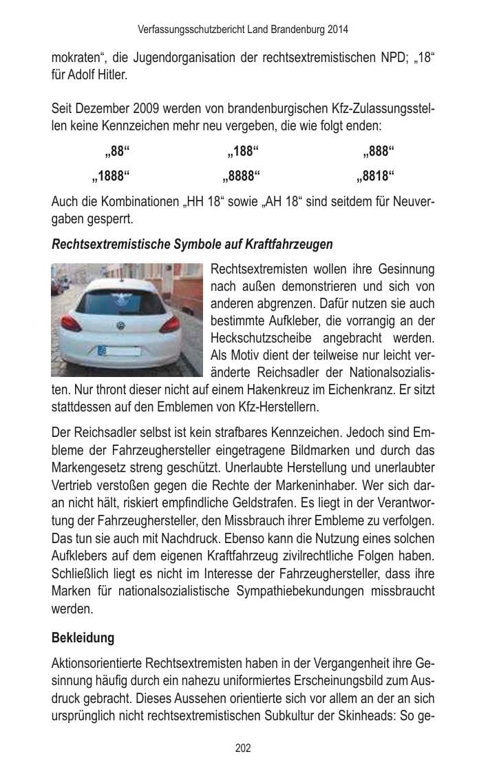 Seite 204 des Verfassungsschutzbericht 2014 Brandenburg