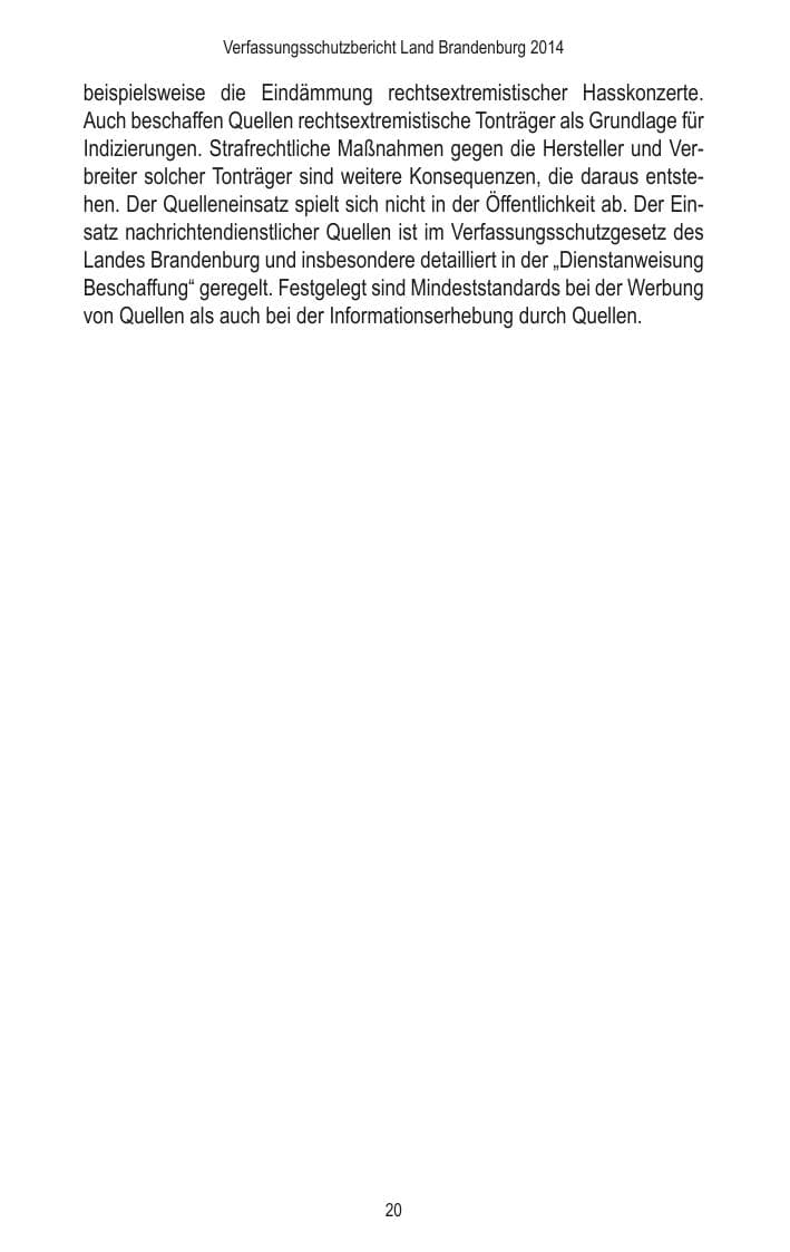 Seite 22 des Verfassungsschutzbericht 2014 Brandenburg