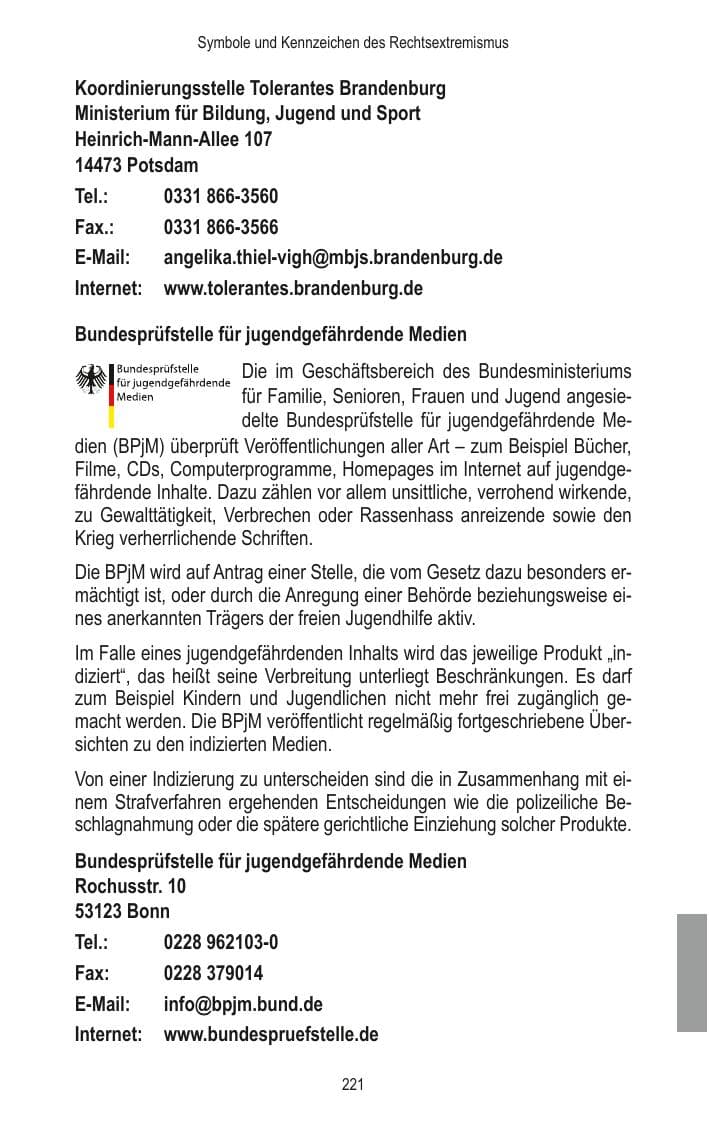 Seite 223 des Verfassungsschutzbericht 2014 Brandenburg