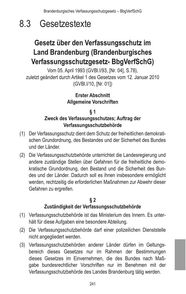 Seite 243 des Verfassungsschutzbericht 2014 Brandenburg