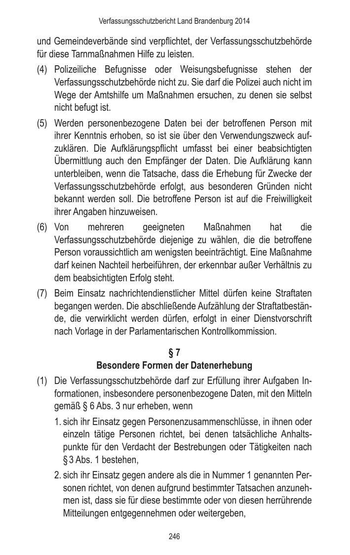 Seite 248 des Verfassungsschutzbericht 2014 Brandenburg
