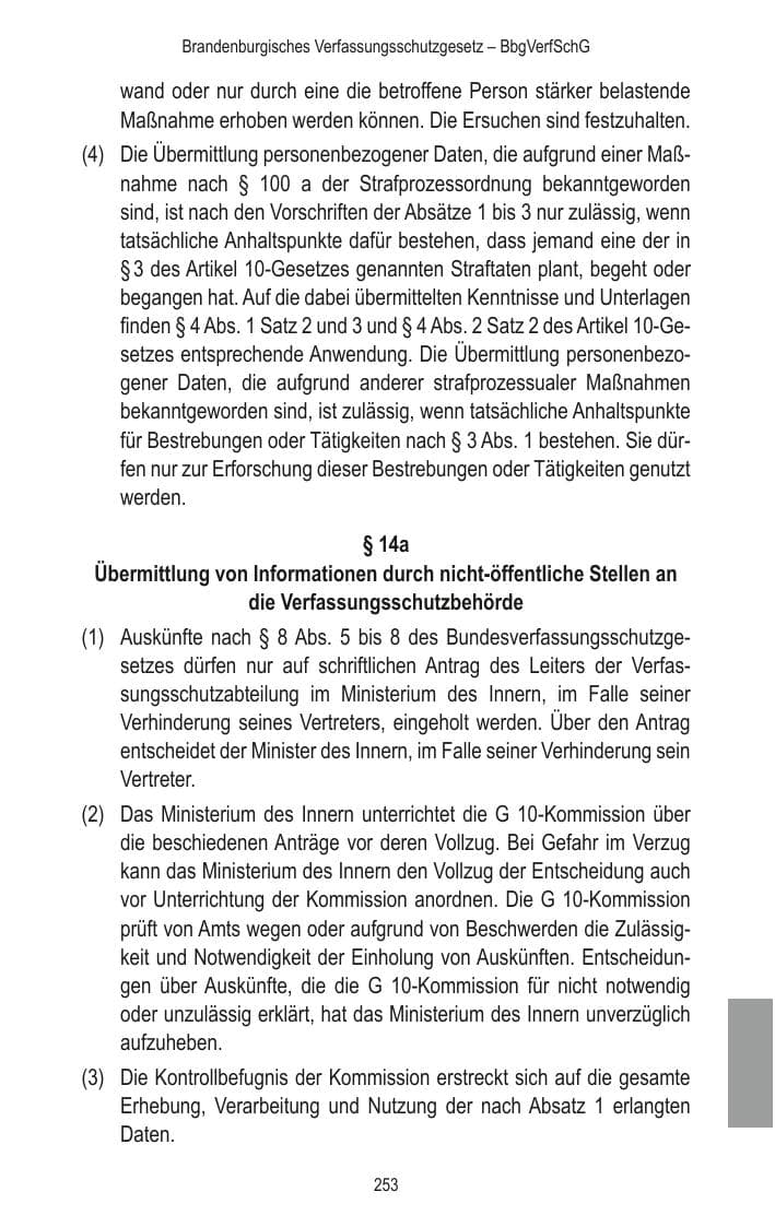Seite 255 des Verfassungsschutzbericht 2014 Brandenburg