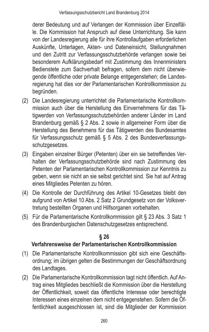 Seite 262 des Verfassungsschutzbericht 2014 Brandenburg