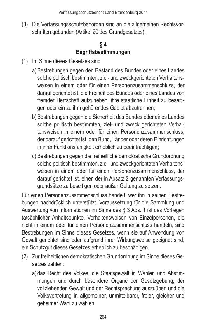 Seite 266 des Verfassungsschutzbericht 2014 Brandenburg