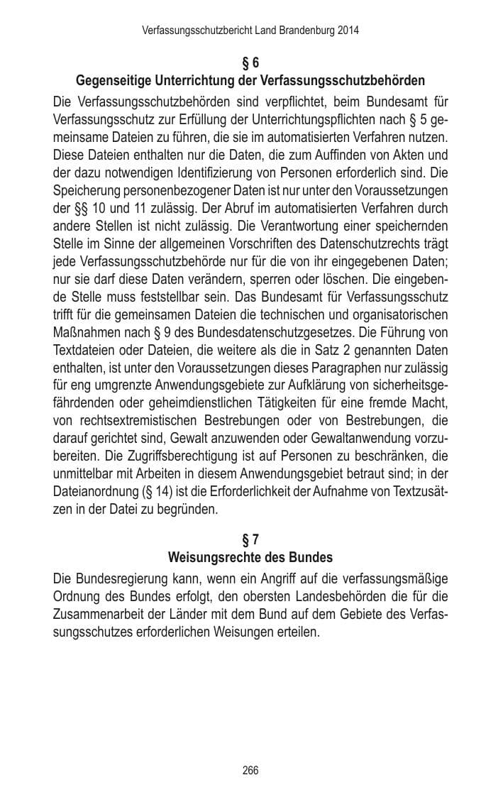Seite 268 des Verfassungsschutzbericht 2014 Brandenburg
