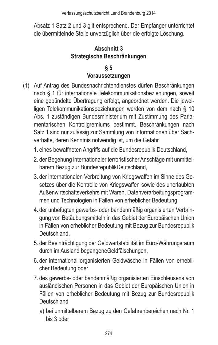 Seite 276 des Verfassungsschutzbericht 2014 Brandenburg